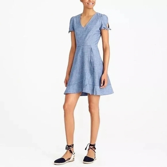 J. Crew Factory Dresses & Skirts - J. Crew Factory Chambray Wrap Dress Size 4